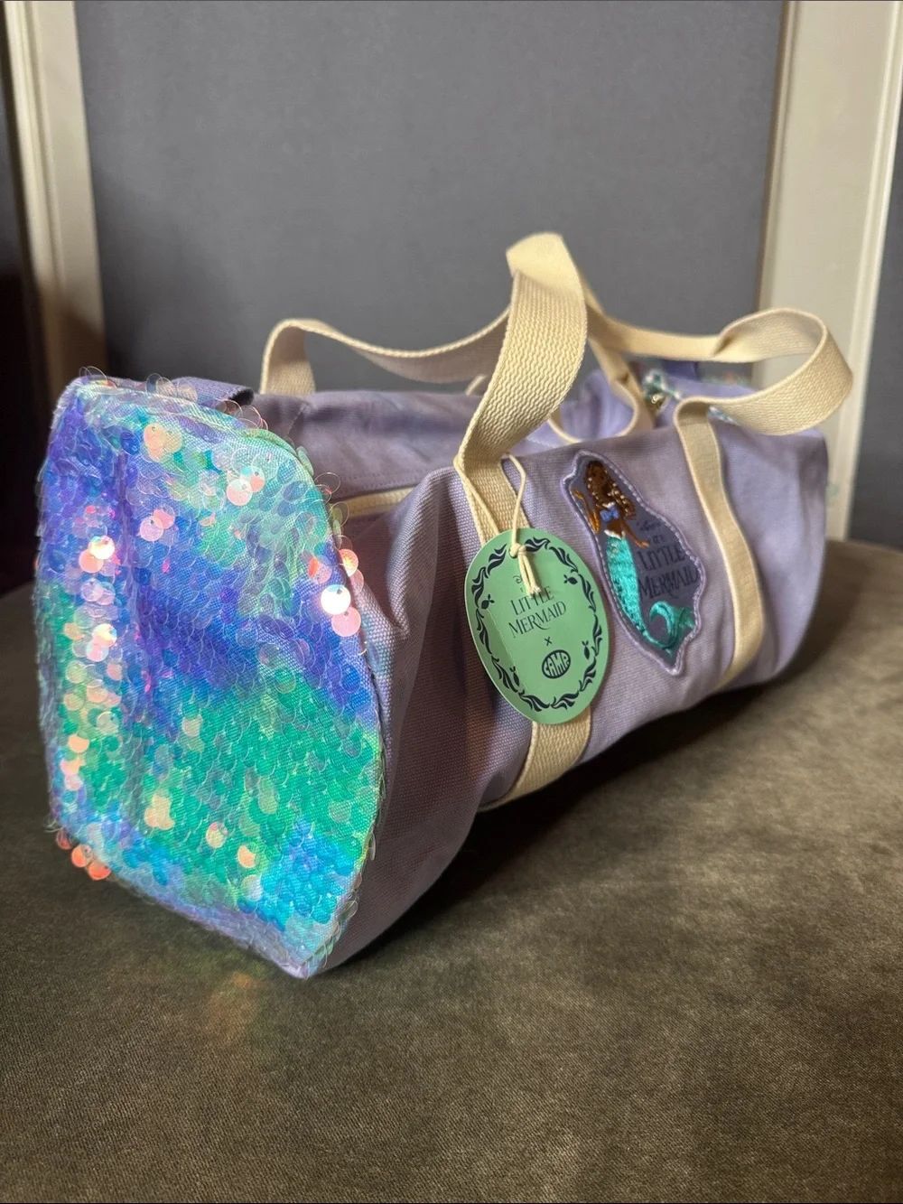 Disney The Little Mermaid x CAMP Exclusive Sequined Kids Duffel Bag NWT
